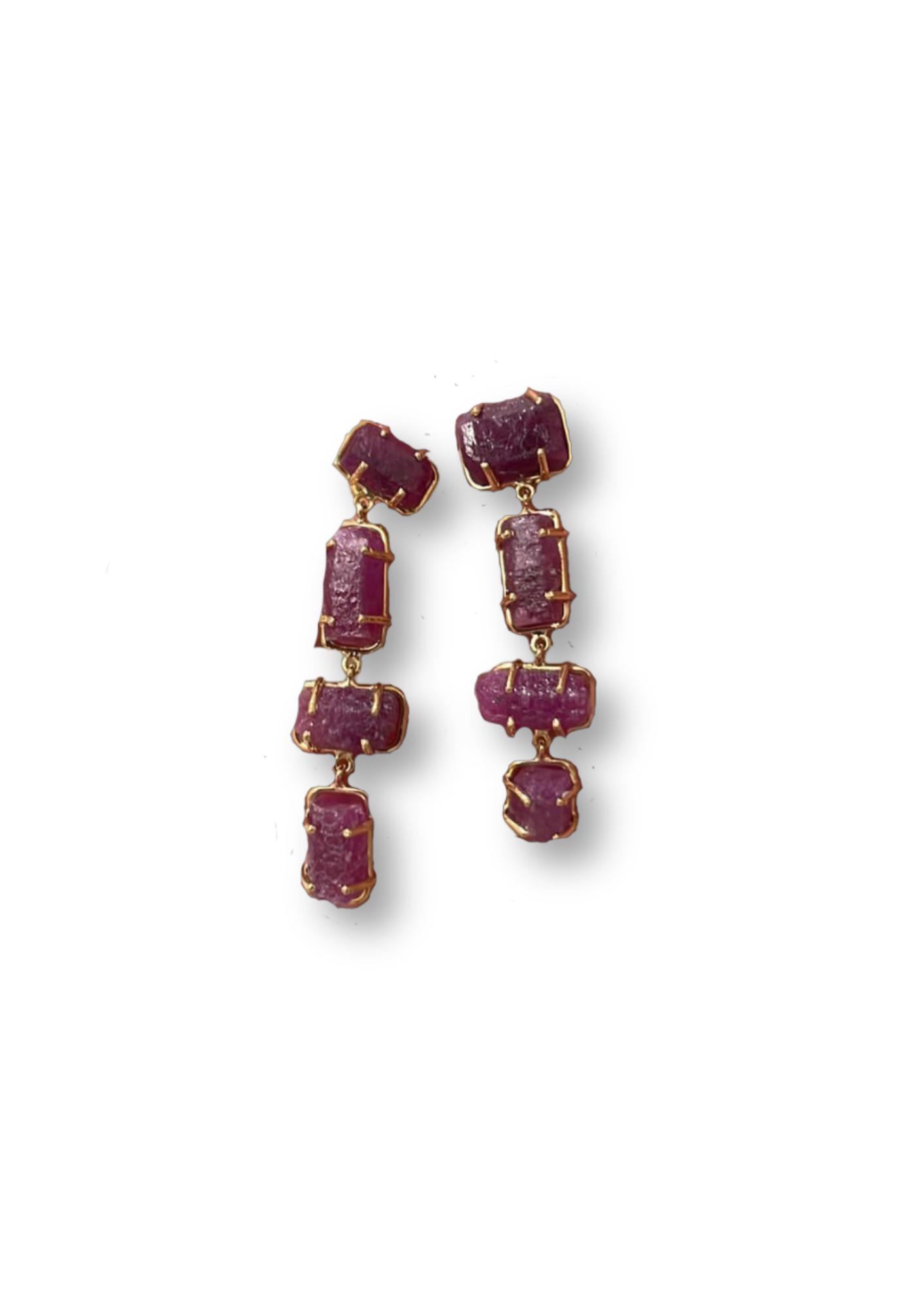 Raw Ruby Long Earring