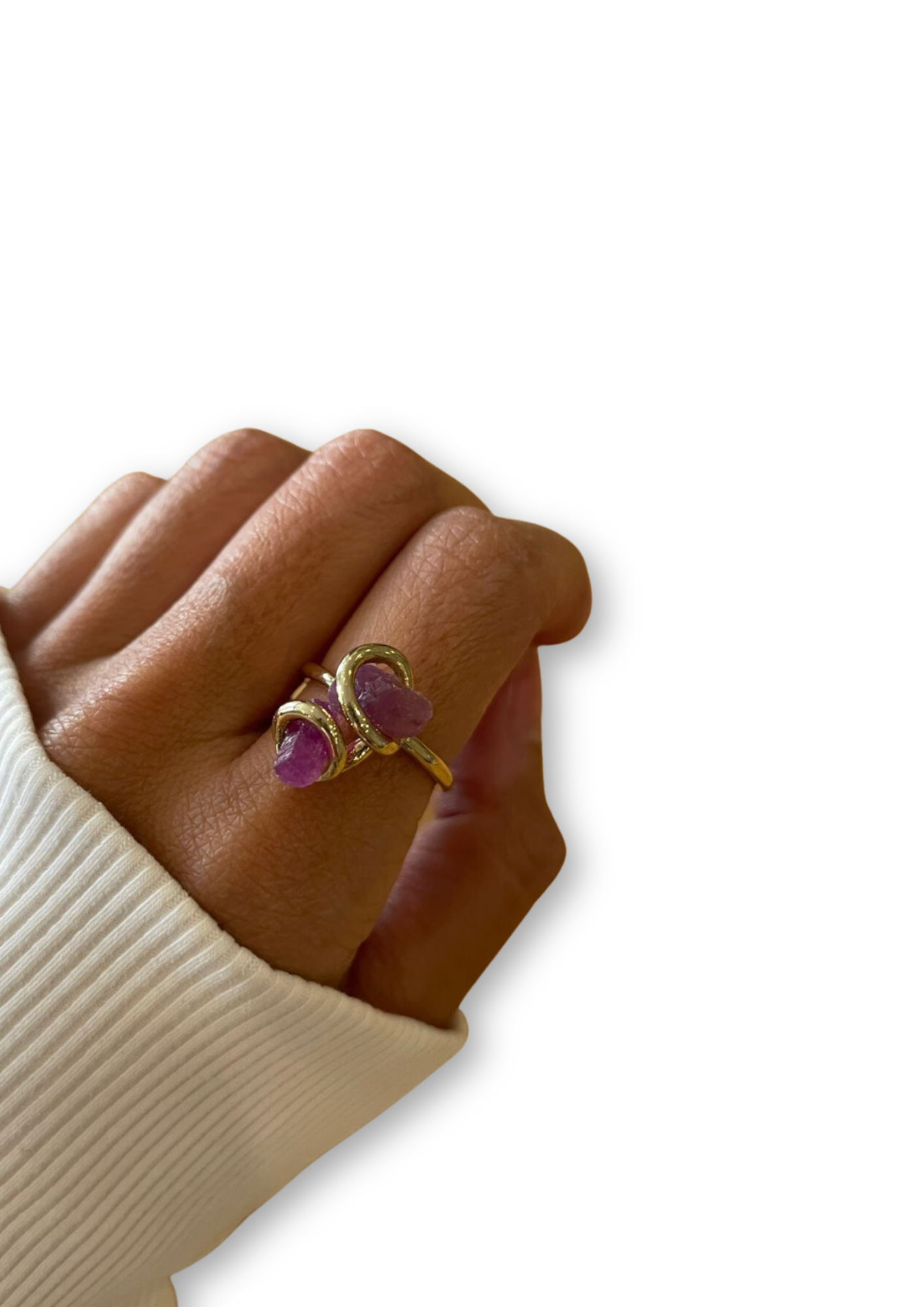 Raw Ruby Flower Ring