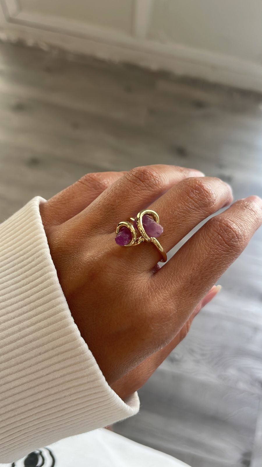 Raw Ruby Flower Ring