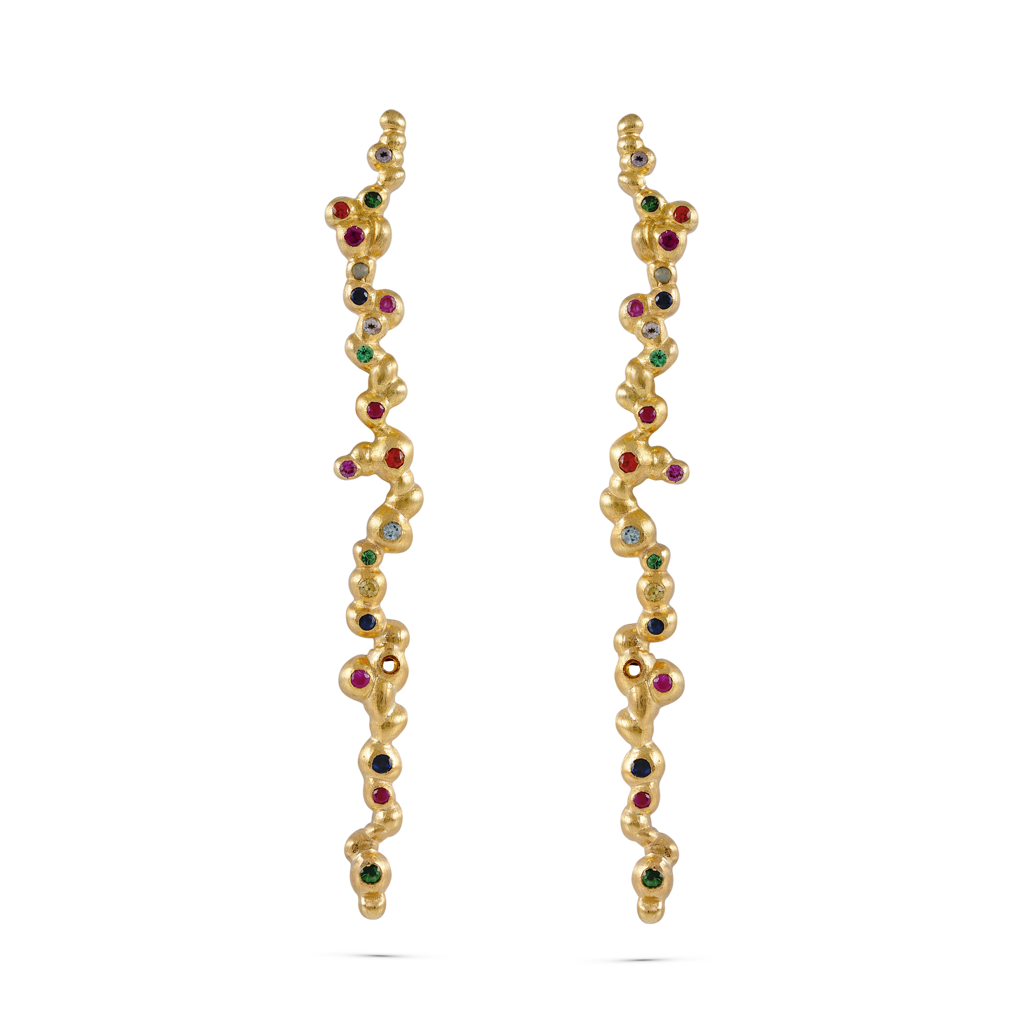 IMPERFECT LONG EARRING WITH COLORFUL STONE