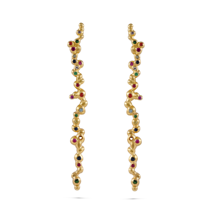 IMPERFECT LONG EARRING WITH COLORFUL STONE