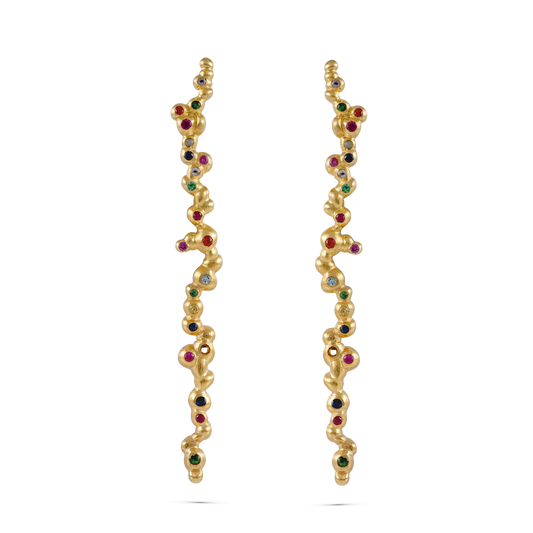 IMPERFECT LONG EARRING WITH COLORFUL STONE